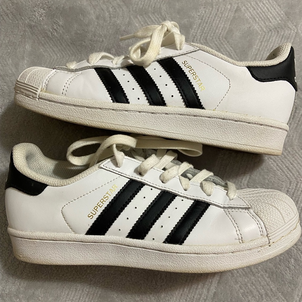 adidas White Black Superstar Athletic Shoes